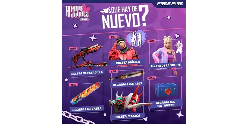 Agenda semanal amor royale Free Fire: #AmorRoyale